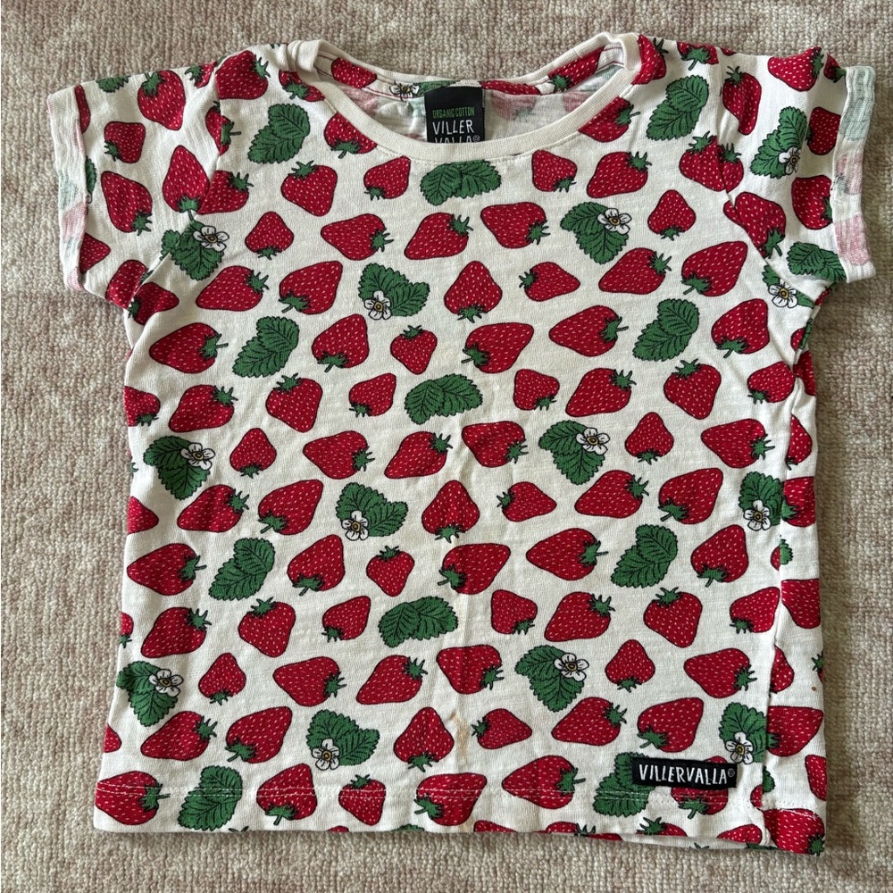 Villervalla Organic Cotton Strawberry Print T-shirt